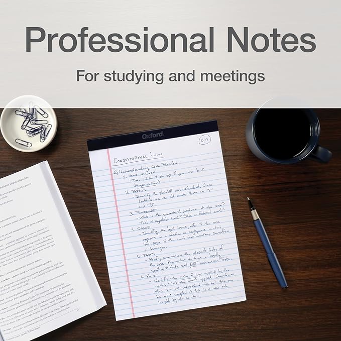 Oxford Premium Legal Pads, 12 Pack, Premium Note Pads, 50 Legal Ruled 8.5" x 11" Sheets, Bright White Paper with Firm Back, Professional Legal and Office Notepads