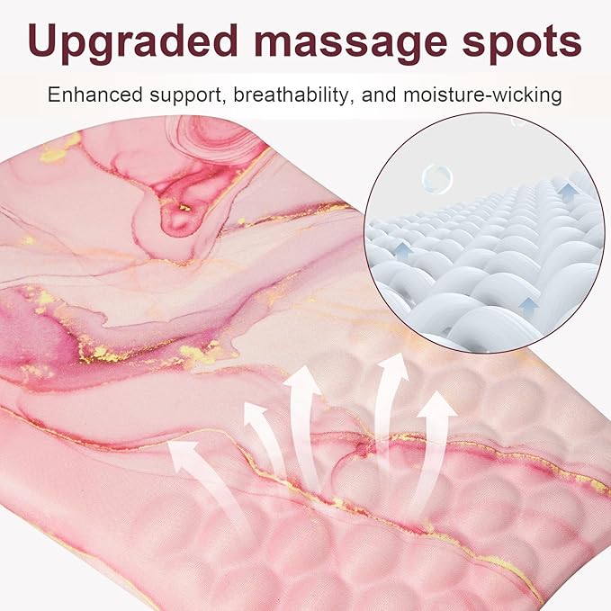 Ergonomic Wrist Mouse Pad with Massage Design, Wrist Rest Pain Relief Mousepad with Memory Foam Non-Slip PU Base, Mouse Pad with Wrist Support for Wireless Mouse & Desk, Y Art Pink Marble
