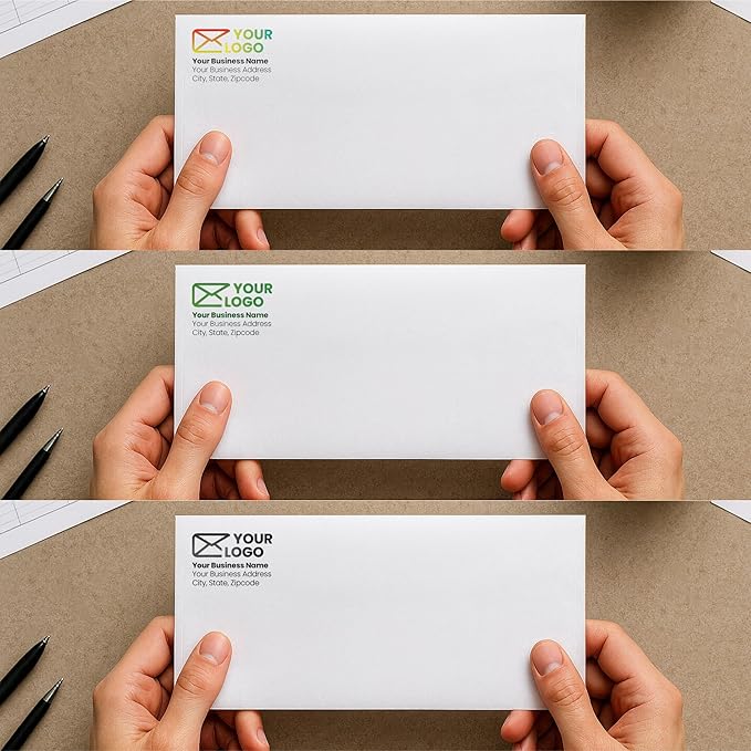 2500 pack #10 Customizable Business Envelopes, Peel and Seal Security Tinted White Custom Envelopes with Logo and Text, 24 lb Heavy Duty Paper, 4 1/8 x 9 1/2 Inches