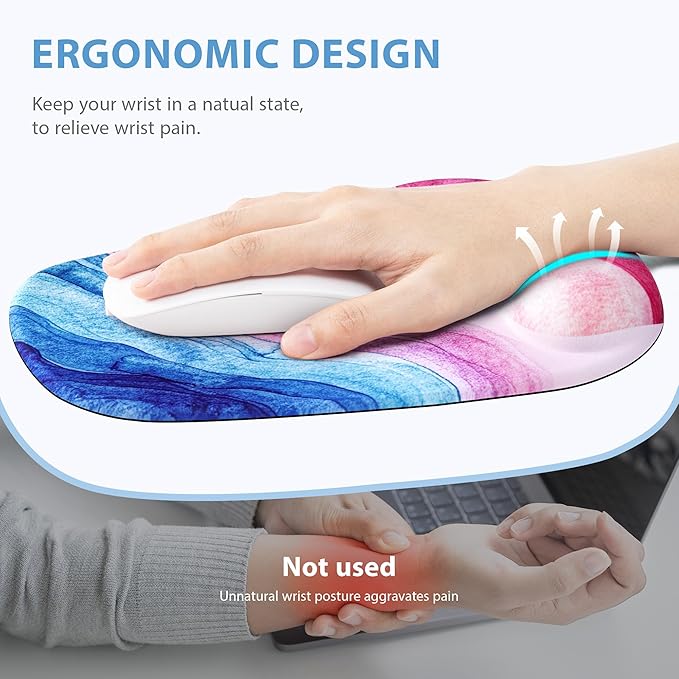 Ospelelf Wrist Rest for Keyboard and Mouse Ergonomic Mouse Pad with Wrist Support Memory Foam Wrist Rest for Computer Keyboard,3-in-1 Gel Mouse and Keyboard Pad for Office Colorful