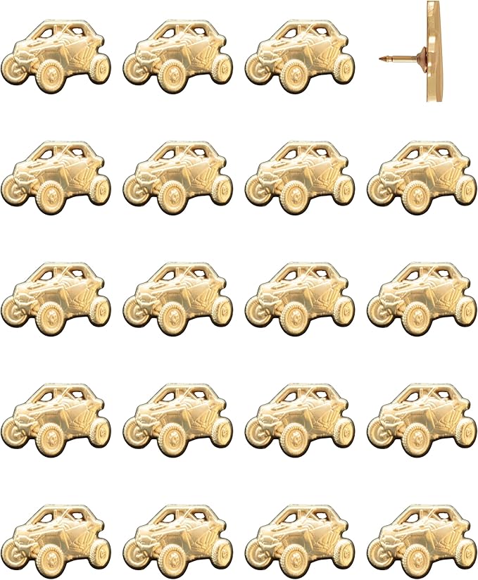 UTV Push Pins - Gold Off-Road Vehicle Map Pins for Cork Boards, Maps, or Lapel Use - Designed in USA - Set of 20