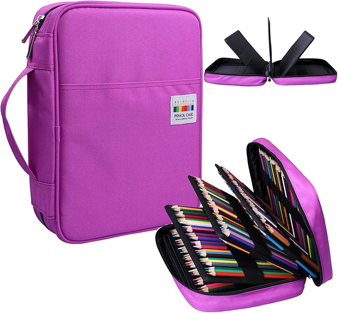 BOMKEE Coloring Pencil Case 220 Slots Pencils/Gel Pens Organizer Waterproof Travel Case Zipper Carrying Portable Pencil Markers Pen Holder Bag for Painter Writers