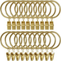 LLPJS 20 Pack Metal Curtain Rings with Clips, Curtain Clip Rings Hooks for Hanging Drapery Drapes Bows, Curtain Rod Rings 1.5 inch Interior Diameter, Gold