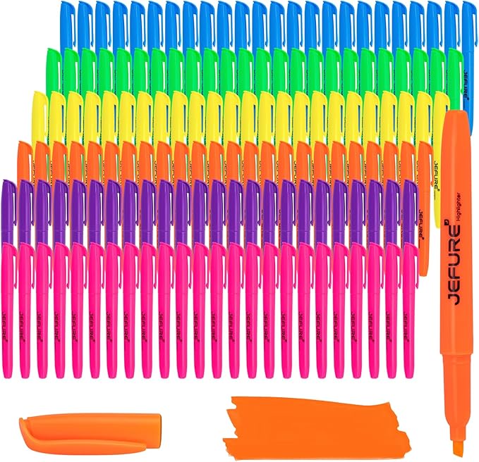 JEFURE 138 Pcs Highlighters, Chisel Tip, Assorted Colors Bible Highlighters Bulk - Quick Dry, Ideal for Studying, Note-Taking, School Supplies for Teachers