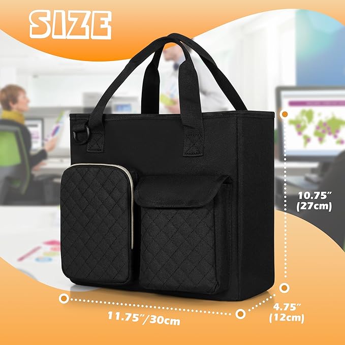 LUXJA Vertical File Organizer for Letter Size Hanging File Folder, Portable Document Organizer with Tablet Pocket (Up to 12.9 in), Bag Only, Black