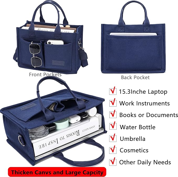 Canvas Tote Bag for Women,Women's Bags Crossbody Bags Work Laptop Tote Bag Large Handbags Purse for Travel Nurse Teacher