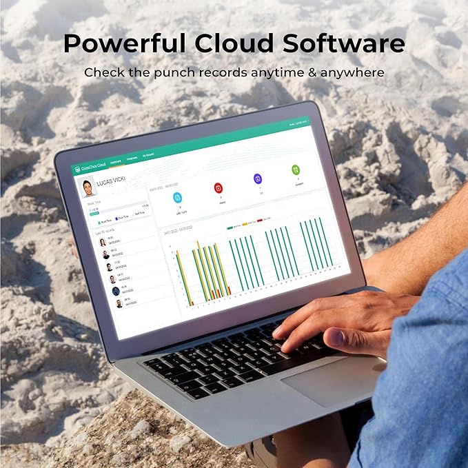 ANVIZ Time Clocks for Employees Small Business - Forever Free Cloud Software - CX2 Fingerprint Biometric Clock in and Out Attendance Machine, White