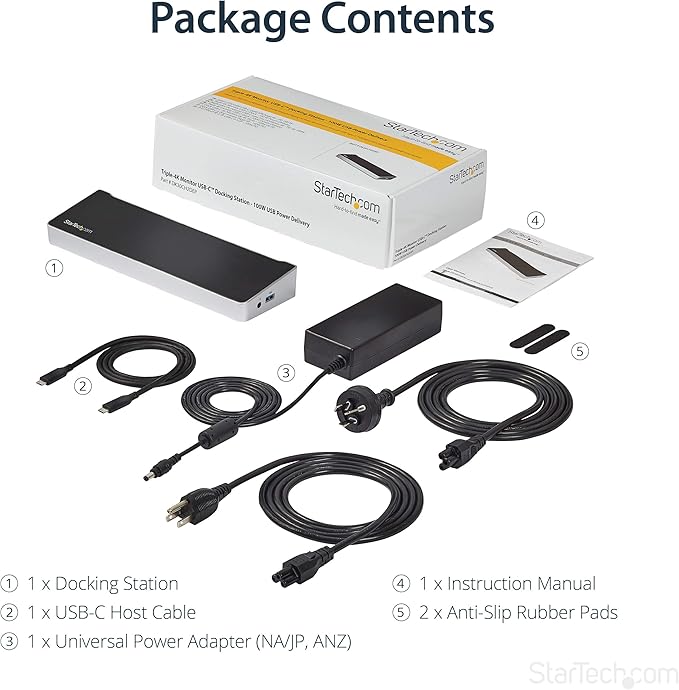 StarTech.com USB-C Triple Monitor Docking Station for MacBook Pro / Air M1 M2 M3 M4 & Windows, Universal 4K HDMI DP Dock, Thunderbolt Compatible, 100W Laptop Charging - TAA