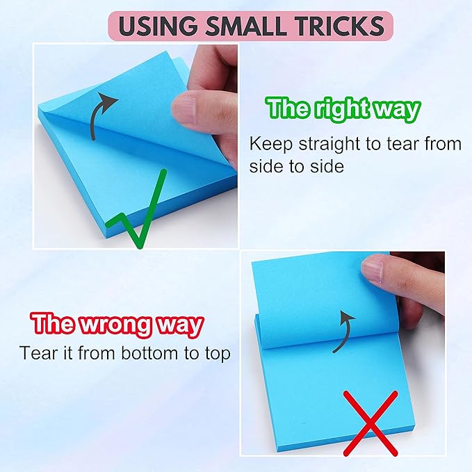 Woswel Sticky Notes 3 x 3 in, 60 Pads, 85 Sheets/Pad, 6 Bright Colors, Self-Stick Notes, Easy to Post for Home, Office, School