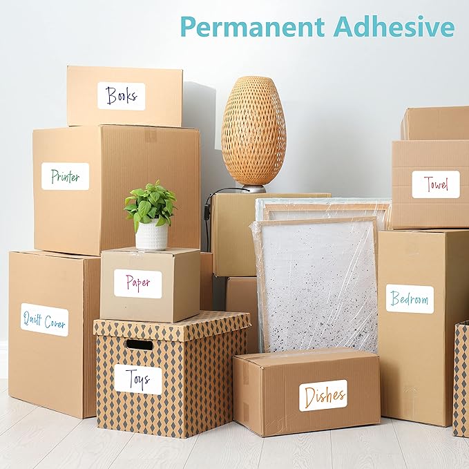 500 Blank Labels, Rectangular Color Code Label with Perforation Line for Home Organization Projects, Bins, Kitchen Storage Containers, Desk Items(5” x 3”)