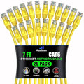 Maximm Cat 6 Ethernet Cable 7 ft (20-Pack) - High-Speed LAN Cable, Internet Cable, Patch Cable, and Network Cable - UTP, 10Gbps, 550MHz Ethernet Cord - Yellow