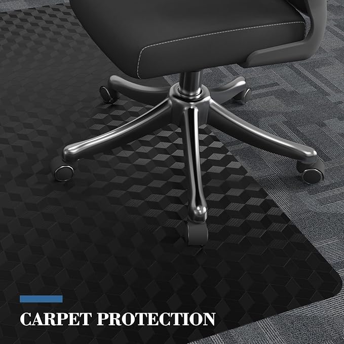 Tydle Chair Mat for Carpet 36" x 48" - 3D Geometric Chair Mat for Carpeted Floors, Plastic Floor Mat for Home Office, Black