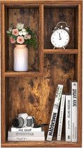 VECELO 3 Cube Small Bookcase, Fits Tallest Hardcovers, Horizontal Available, 2-Tier Modern Bookshelf, Storage Organizer for Small Spaces, Kids Room, Bedroom Living Room, Rustic Brown