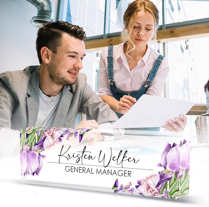 Personalized Lily Name Plates for Office - Gifts for Teacher, Boss, Employee Appreciation - Desk Decor