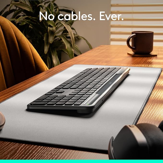 Logitech Signature Slim Solar+ Wireless Bluetooth Keyboard K980 for Mac, Solar and Artificial Light Powered, Up to 10 Years Battery Life, Customizable Keys - Graphite