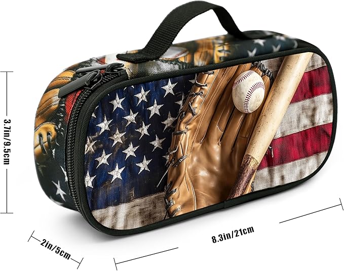 Baseball Flag Pencil Case Pencil Pouch Large Capacity Pen Bag School Office Organizer Stationery Storage Box For Girls Boys Teen Kids
