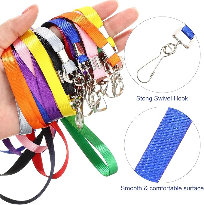 Gueevin 500 Pcs Lanyard Bulk Lanyards for Id Badges Lanyards for Keys Safety Woven Badge Lanyard with Clip Swivel J Hooks (Assorted Colors)