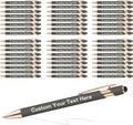 ENOMY 50 Pcs Bulk Personalized Custom Pens with Stylus Ballpoint Pens Customized with Text Logo Name Best Gift for College Business Promotion Wedding Birthday Christmas (Grey)