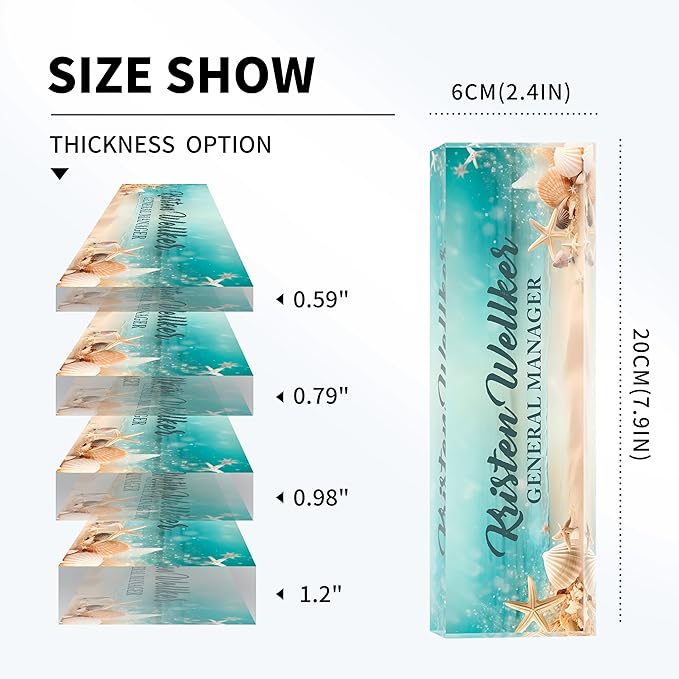 Personalized Name Plate for Desk Custom Acrylic Desk Name Plate Custom Employee Appreciation Gifts Office Gifts for Women, Men, Boss, Coworkers, Teacher, Nurse (Blue Underwater World)