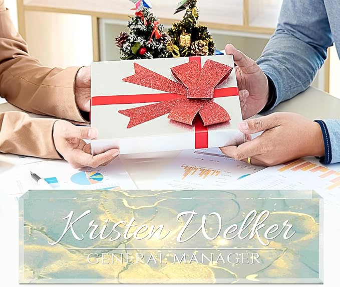 Name Plate for Desk, Desk Name Plate Personalized, Office Decor for Women Men, Acrylic Desktop Accessories, Office Appreciation Gifts for Boss Social Workers Employee Nurse Teacher (Deep Sea)