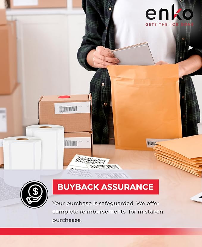 enKo Compatible for Dymo 30252 Labels (1-1/8" x 3-1/2") - Label for Dymo Labelwriter 450 Turbo Printer and 4XL - Blank White Direct Thermal Address, Shipping & Barcode Labels (24 Rolls | 8,400 Labels)