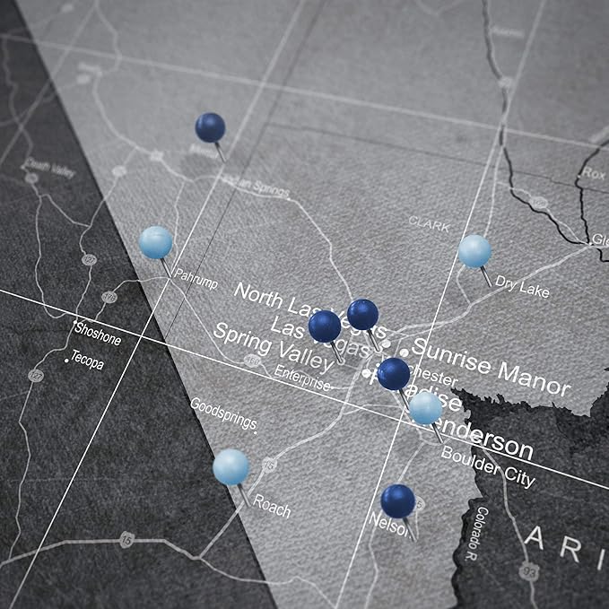 Push Pin Nevada Map Board - With Push Pins to Mark Nevada Travels - Handmade in Ohio, USA - Design: Modern Slate