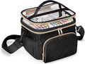 Marker Organizer Case for 100 Markers, Marker Storage Organizer Bag with Divider and Shoulder Strap, Marker Travel Carrying Case with 3 Pockets, Black (Patented Design)