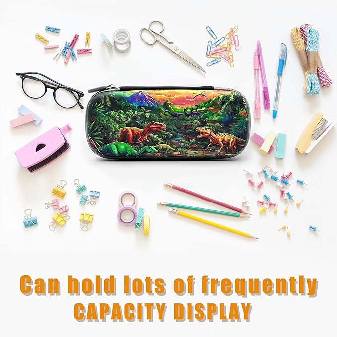 Dinosaur Pencil Case Zip Pencil Box Multi Pouch Holder Desk Organizer For Boys Girls School Office