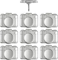 Camera Push Pins - Silver Metal Camera Pins - for Cork Board, Maps, or Lapel Pin Use - Designed in USA - Set of 10