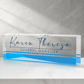 Custom Office Name Plate, Personalized Gifts for Women & Men, Appreciation Gifts for Employees, Minimalist Blue Desk Accessory