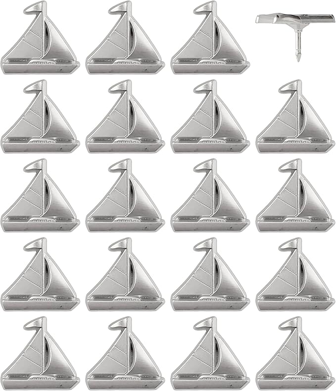 Sailboat Push Pins - Silver Sailing Pins - for Cork Board, Maps, or Lapel Pin Use - Designed in USA - Set of 20