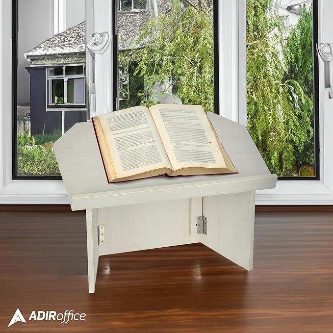 AdirOffice Tabletop Podium, Folding Podium Ideal as a Tabletop Lectern, White