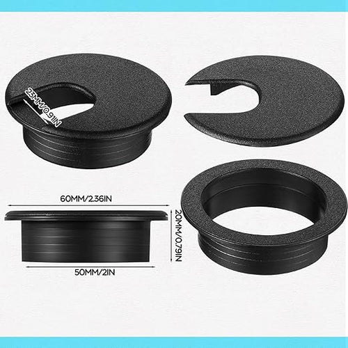 100 Pack 2 Inch Desk Grommet Desk Cable Wire Grommet Cord, PC Computer Desk Plastic Grommet Cord Tidy Cable Hole Cover Organizers for Office PC Computer Desk Cord Management (Black)