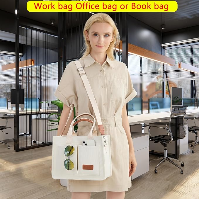Canvas Tote Bag for Women,Women's Bags Crossbody Bags Work Laptop Tote Bag Large Handbags Purse for Travel Nurse Teacher