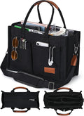 FIORETTO Canvas Tote Bag for Women with Zipper Closure & Individual Compartments for Work College for Teacher & Nurse