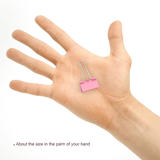 Nctinystore Binder Clips Small Metal Clamp 0.75 inch / 19 mm (Pink, 40-PCS)