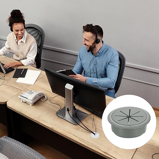 uxcell 2 Pcs Desk Grommet, 1.97 inch 50mm Desk Cable Hole Cover Wire Hole Insert for Home Office Table Cabinet Cord Organizer, Drak Gray