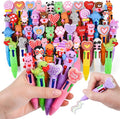 LiYiQ 50 Pcs Valentine's Day Animal Colorful Multicolor Pen in One Cartoon Cute Fun Cute Pens Bulk Kawaii Heart Capybara Frog Panda Shape Lovely Ballpoint Pens for Fun Gifts