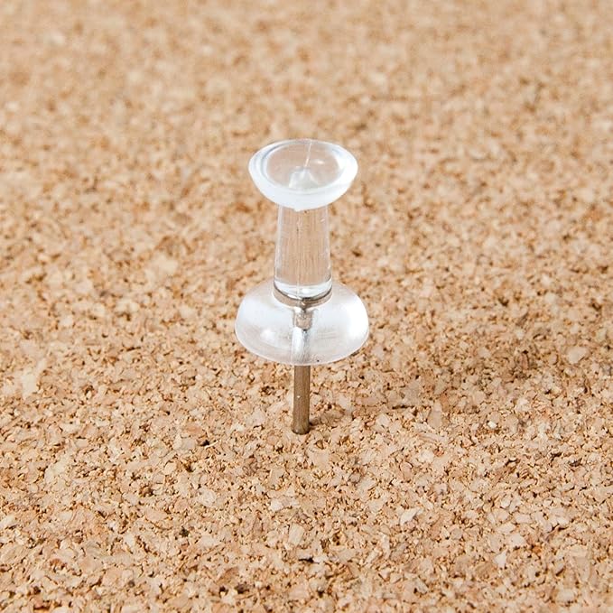 U Brands Push Pins, Clear Plastic Head Thumbtacks, Steel Point, 200-Count