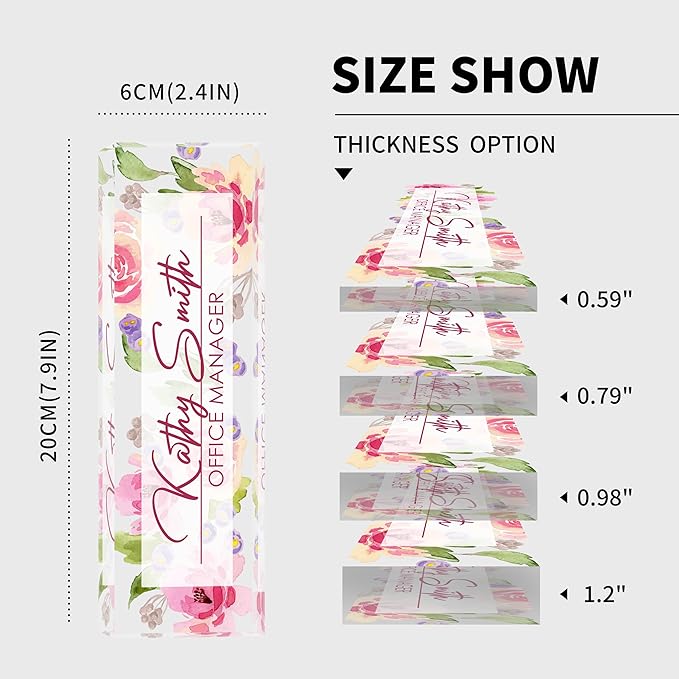 Personalized Name Plate for Desk, Custom Desk Name Plate, Acrylic Name Plate Office Desk Accessories, Personalized Office Gifts for Coworkers Teachers, Employee Appreciation Gifts (A-Watercolor)