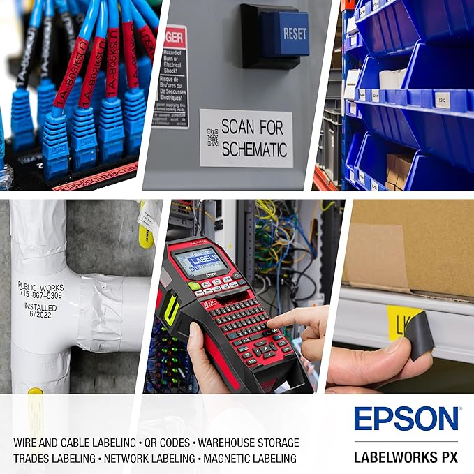 LABELWORKS Epson LW-PX900 Industrial Label Maker and 205 Shrink Tube AWG 8-12, 3/16" Bundle