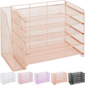 OPNICE 5-Tier Paper Organizer with Magazine Holder, Desk Organizers and Accessories, Office Desk Accessories & Workspace Organizers, Desktop File Organizer for Office Supplies Storage, Rose Gold