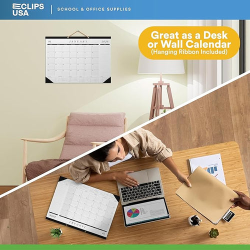2026 Desk Calendar Large 22x17 Runs Until June 2027 Work Calendar with To-do List & Notes Yearly Preview 18 Months With Plastic Cover Desk Calendar 2025-2026 Large 22x17 Black White With Protective Cover Bulk Planner for Home School Office Pad Calendar...