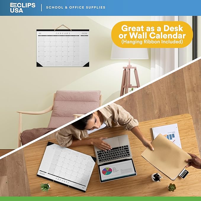 2026 Desk Calendar Large 22x17 Runs Until June 2027 Work Calendar with To-do List & Notes Yearly Preview 18 Months With Plastic Cover Desk Calendar 2025-2026 Large 22x17 Black White With Protective Cover Bulk Planner for Home School Office Pad Calendar...