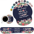 Keyboard Wrist Rest and Mouse Pad Wrist Support Set with Coasters, Inspirational Quote Stay Positive Work Hard and Make It Happen Wrist Mouse Pad with Non-Slip PU Base for Computer Laptop Home Office