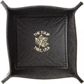 USA Handmade Premium Leather Valet Tray, Jewelry Organizer With Brass Rivets (Ebony Black, Mini)