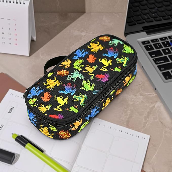 Frogs Pencil Case Pencil Pouch Large Capacity Pen Bag School Office Organizer Stationery Storage Box For Girls Boys Teen Kids