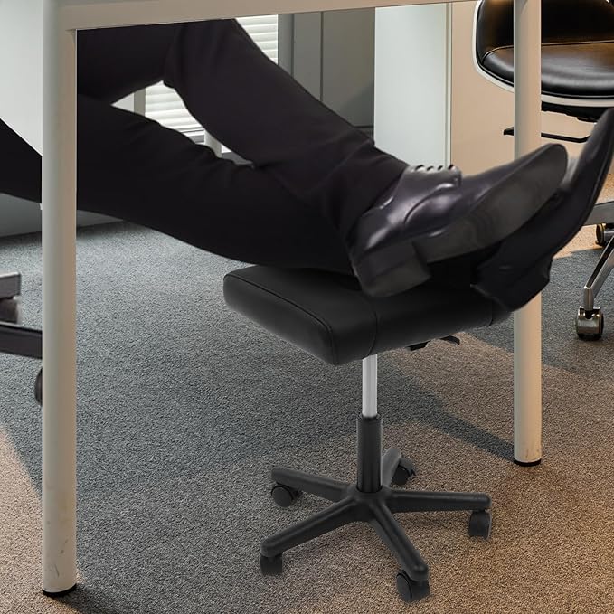 TFCFL Adjustable Height Foot Rest Stool with 5 Wheels, Footrest Stool Under Desk, Office Foot Chair with Soft Cushion, Ergonomic Footstool for Home, Office, Massage Parlors, Beauty Salons