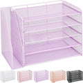 OPNICE 5-Tier Paper Organizer with Magazine Holder, Desk Organizers and Accessories, Office Desk Accessories & Workspace Organizers, Desktop File Organizer for Office Supplies Storage, Purple