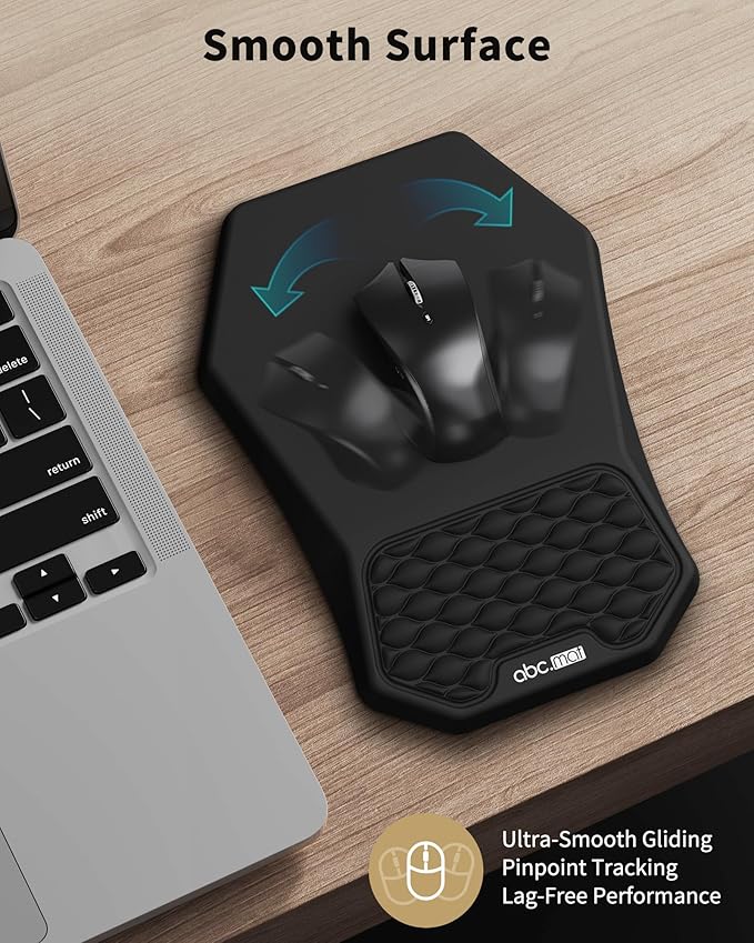 Ergonomic Mouse Pad and Keyboard Wrist Rest Support Set, Massage Design Mousepad for Carpal Tunnel Pain Relief, Memory Foam, Non-Slip PU Base for Computer Desk, Black